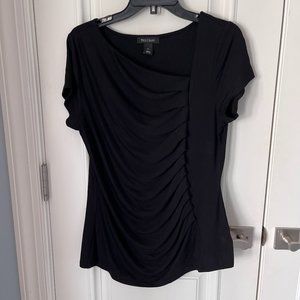 Asymmetric V neck line black tee